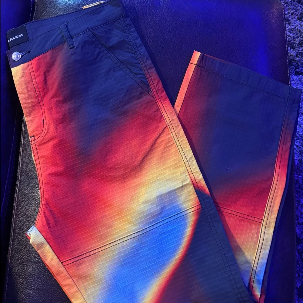 Black Scale Multicolor Gradient Cargo Pants - Picture 1 of 4
